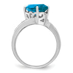 Sterling Silver Rhodium Blue Topaz & Diam. Ring
