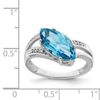 Sterling Silver Rhodium Blue Topaz & Diam. Ring