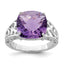 Sterling Silver Rhodium-plated Checker-Cut Amethyst Ring