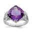 Sterling Silver Rhodium-plated Checker-Cut Amethyst Ring