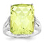 Sterling Silver Rhodium-plated Octagonal Checker-Cut Lemon Quartz Ring