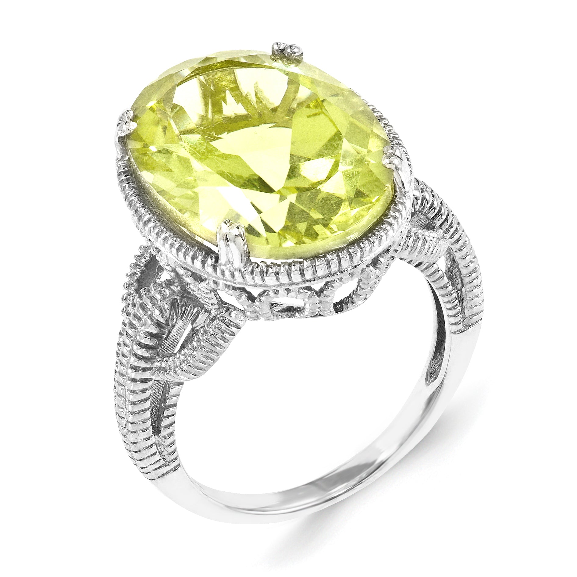 Sterling Silver Rhodium-plated Lemon Quartz Ring Secondary image