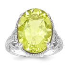 Sterling Silver Rhodium-plated Lemon Quartz Ring