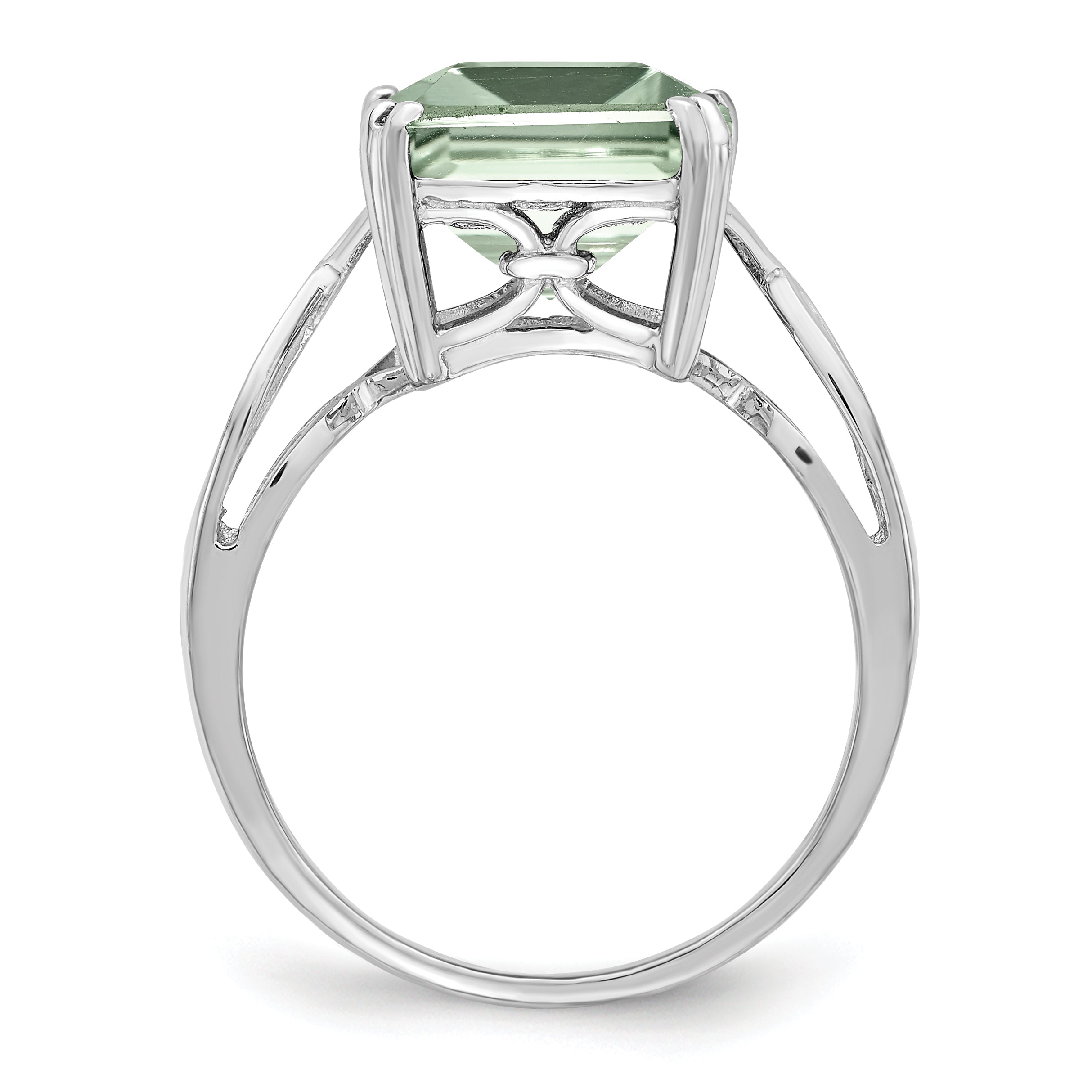 Sterling Silver Rhodium Green Quartz Ring Secondary image
