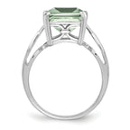 Sterling Silver Rhodium Green Quartz Ring