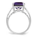 Sterling Silver Rhodium-plated Amethyst Ring