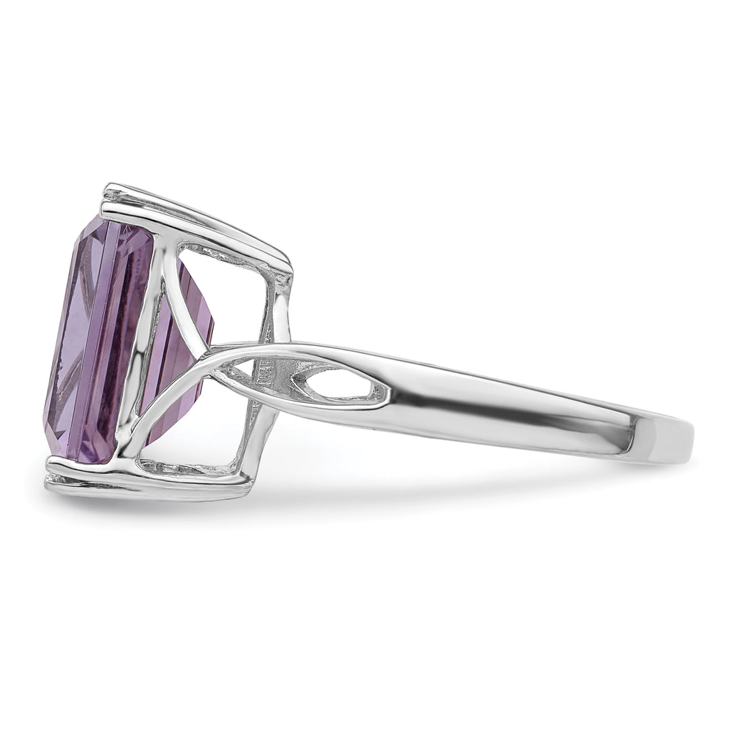 Sterling Silver Rhodium-plated Amethyst Ring