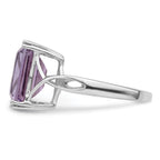 Sterling Silver Rhodium-plated Amethyst Ring