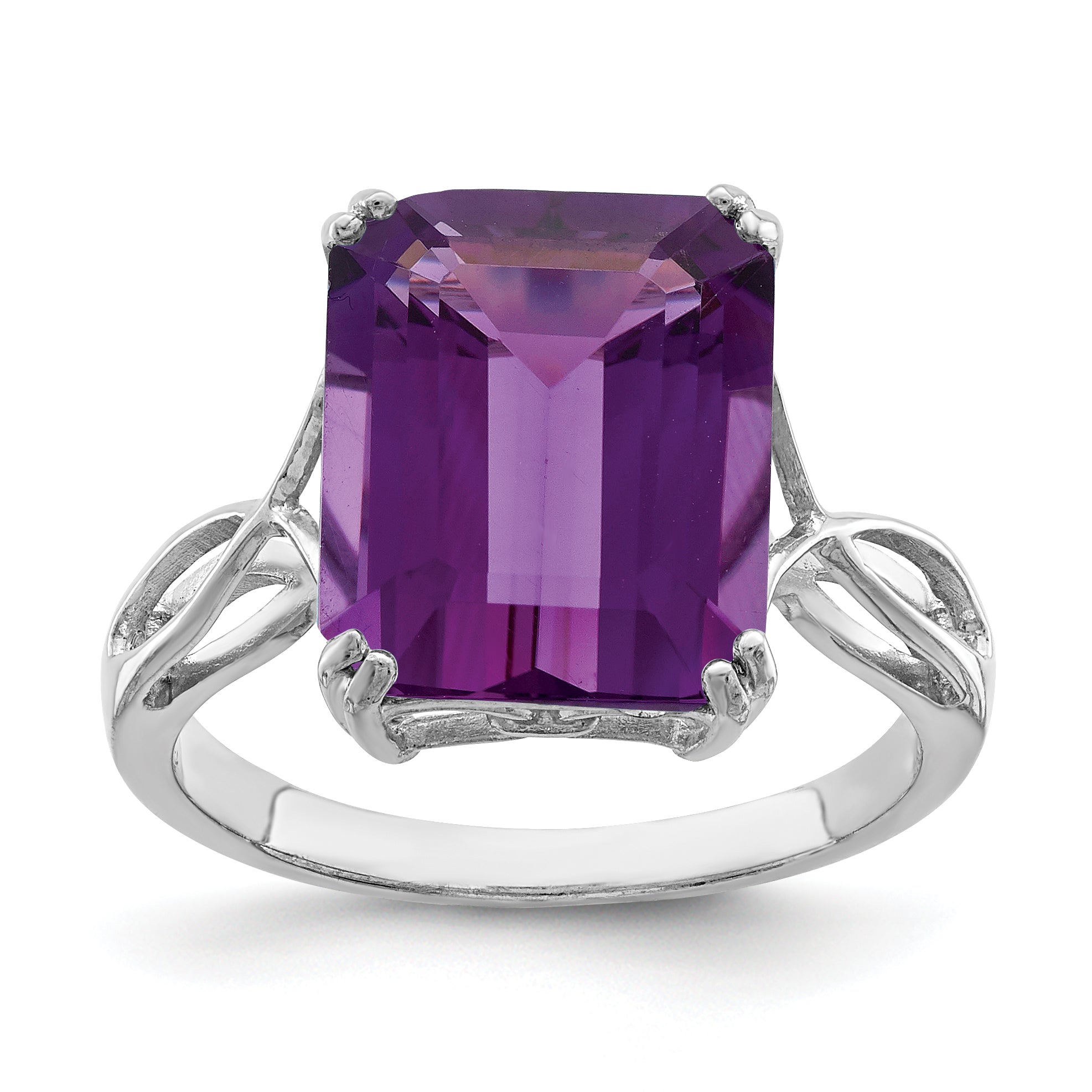 Sterling Silver Rhodium-plated Amethyst Ring Main image