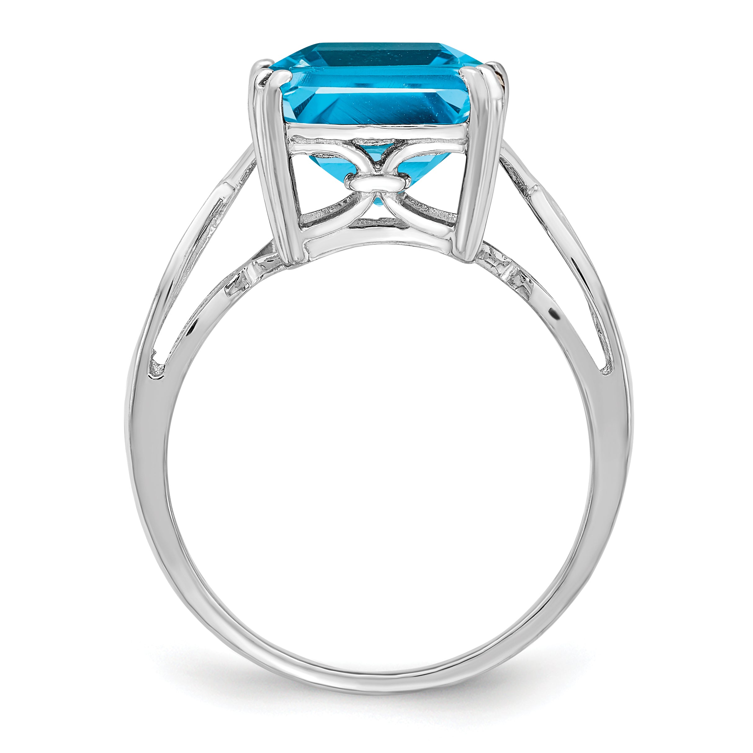 Sterling Silver Rhodium Blue Topaz Ring Secondary image