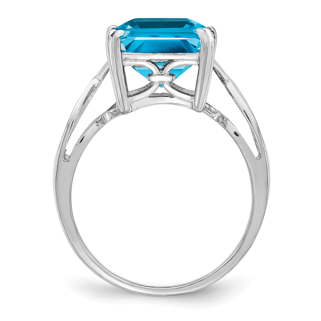 Sterling Silver Rhodium Blue Topaz Ring