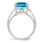 Sterling Silver Rhodium Blue Topaz Ring