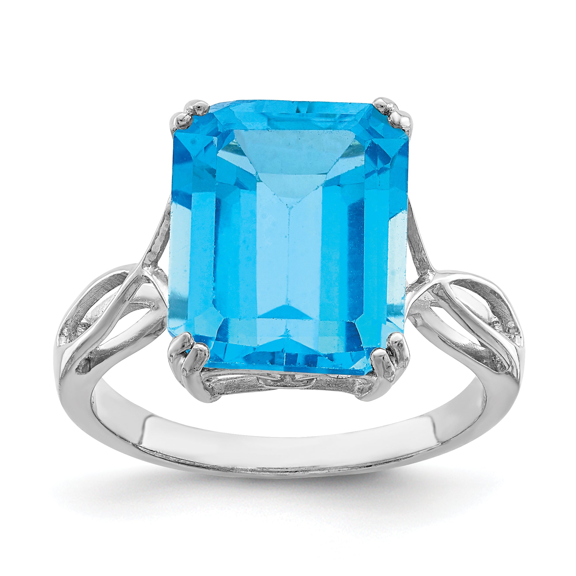 Sterling Silver Rhodium Blue Topaz Ring Main image