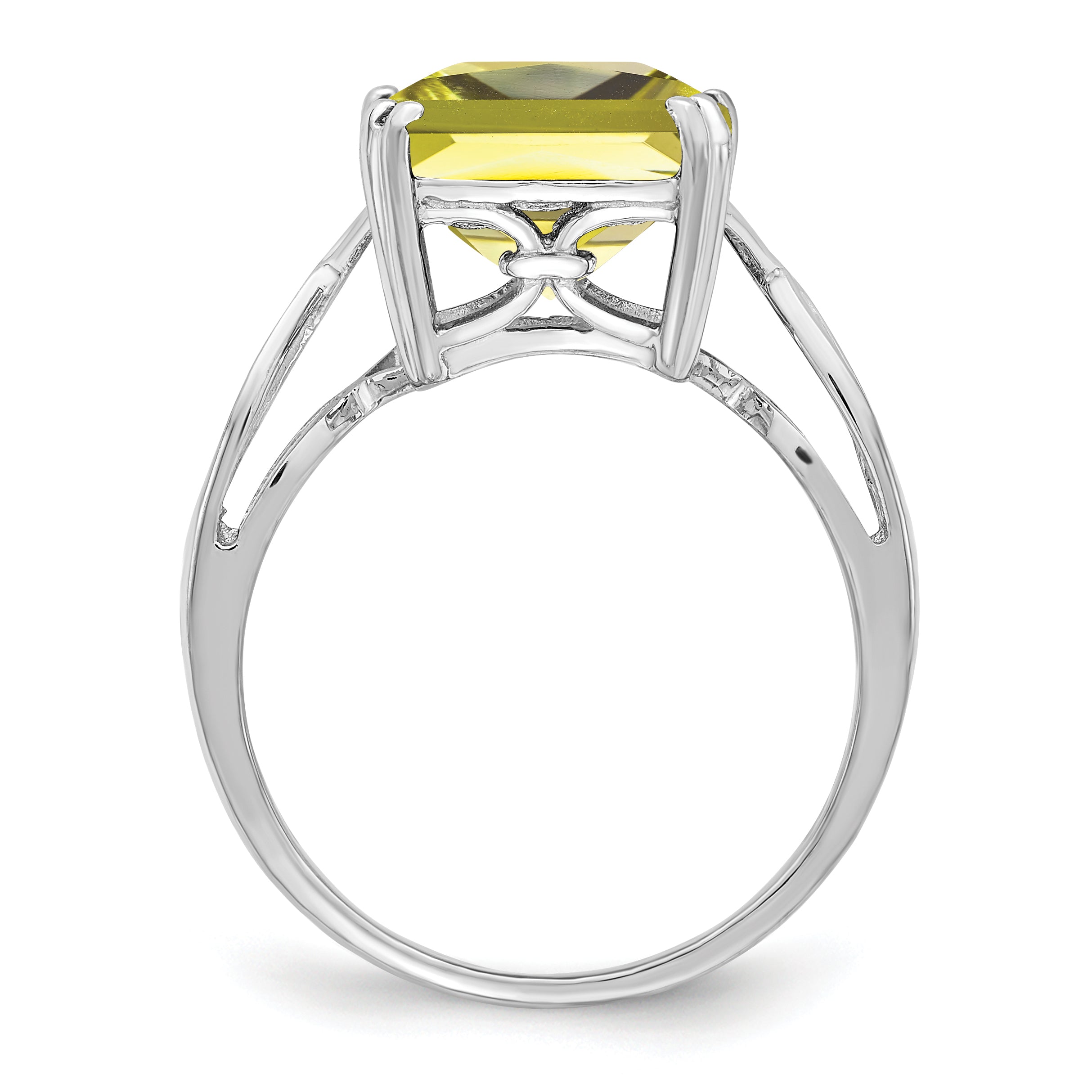 Sterling Silver Rhodium Lemon Quartz Ring Secondary image