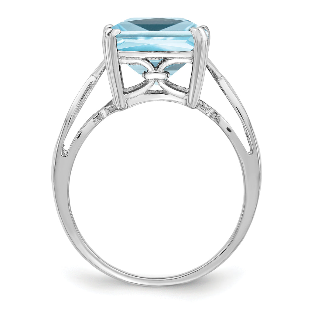 Sterling Silver Rhodium Sky Blue Topaz Ring