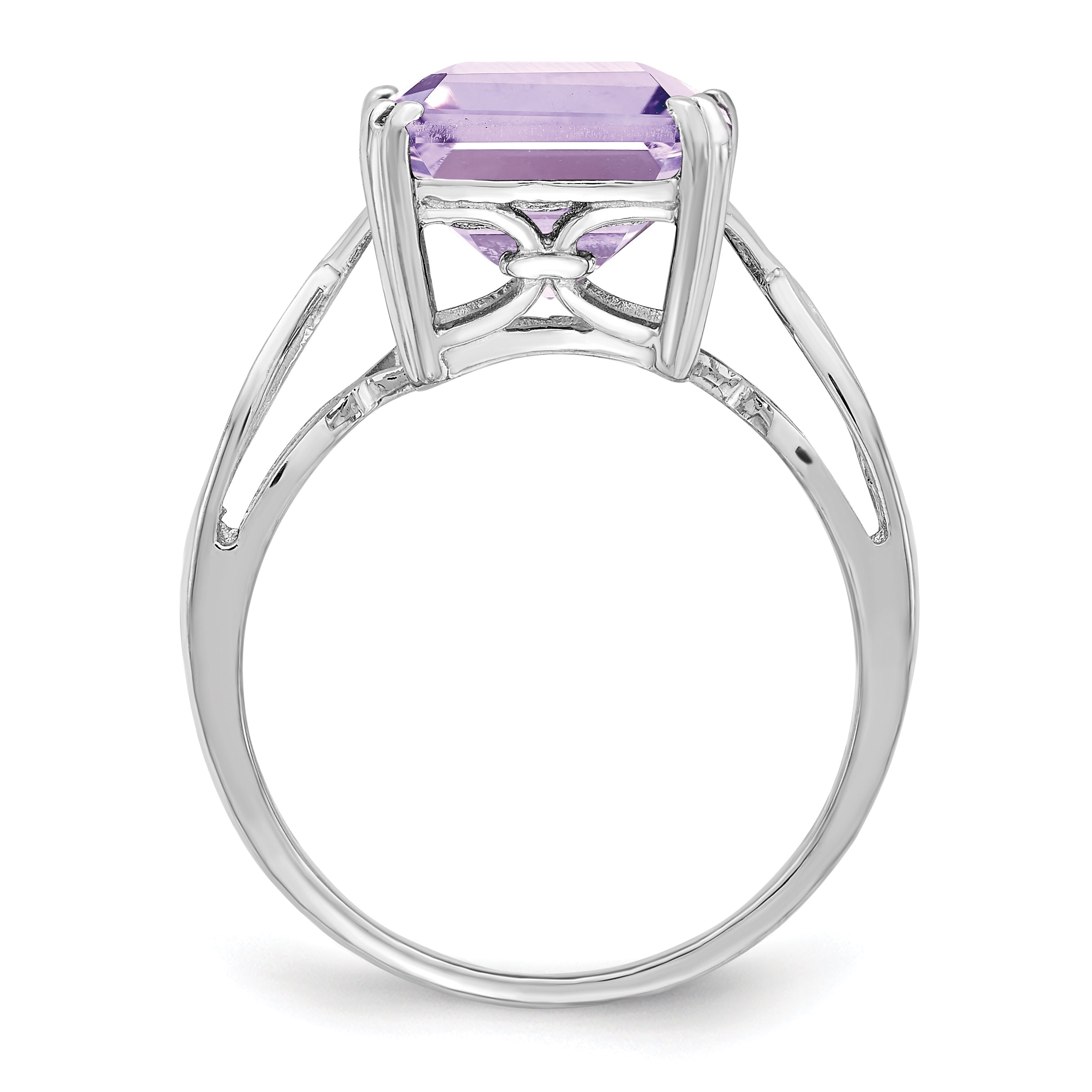 Sterling Silver Rhodium Pink Quartz Ring Secondary image