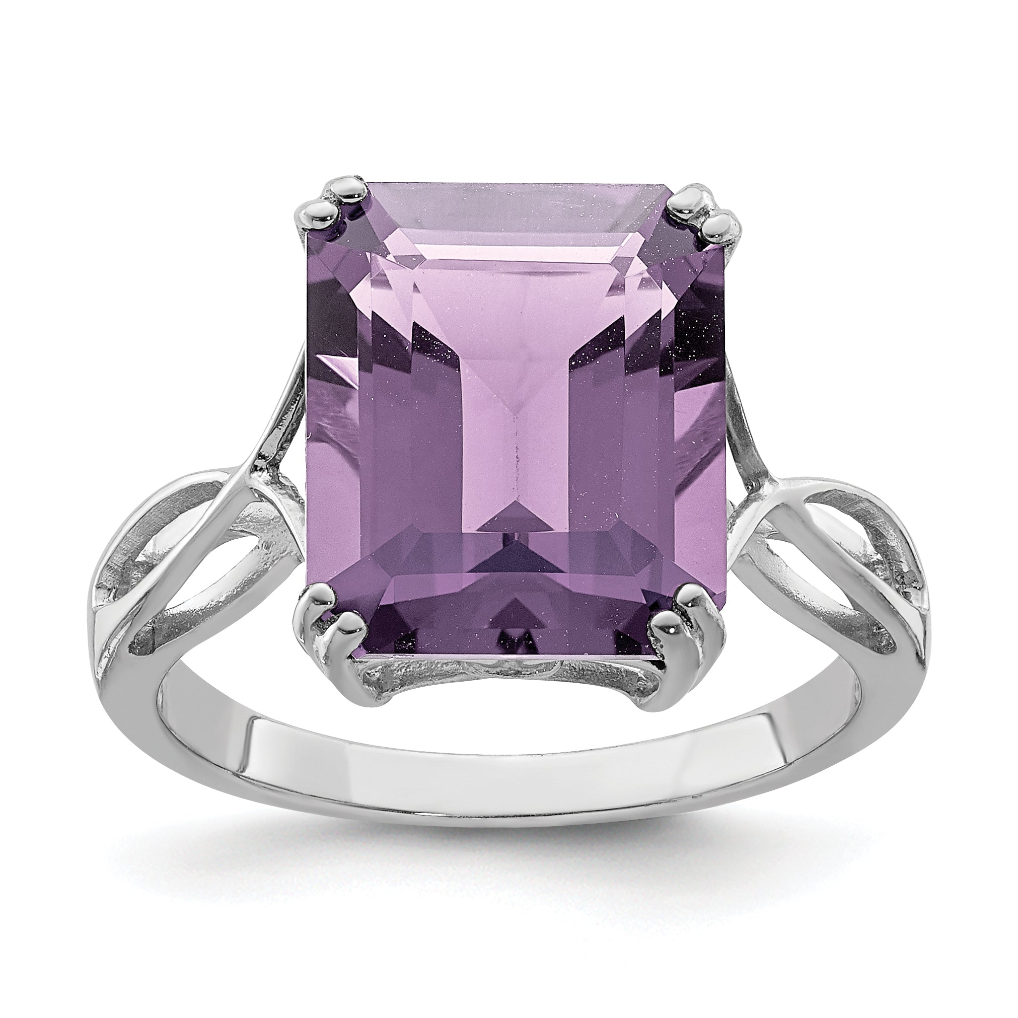 Sterling Silver Rhodium Pink Quartz Ring Main image