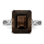 Sterling Silver Rhodium Smoky Quartz Ring