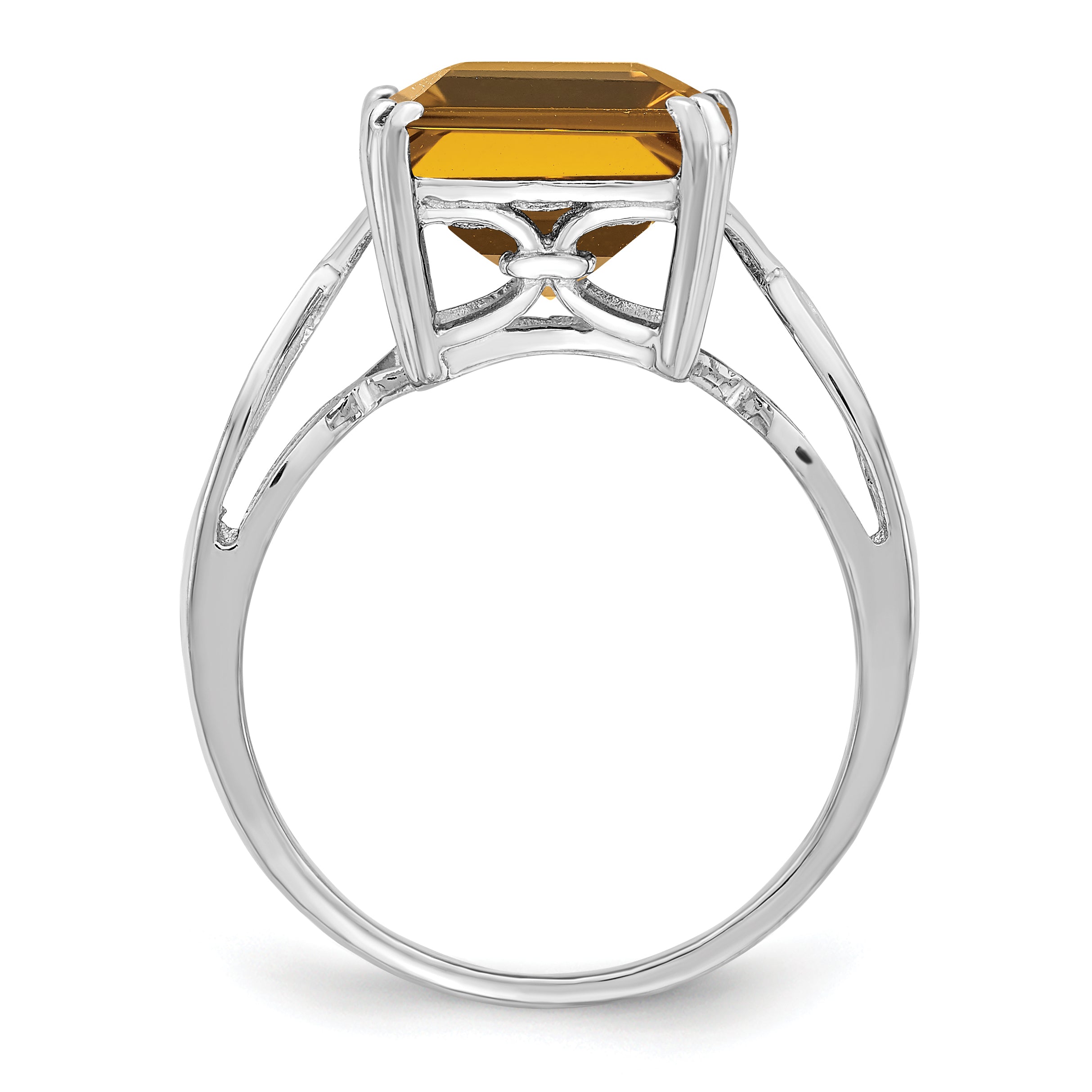 Sterling Silver Rhodium Whiskey Quartz Ring Secondary image