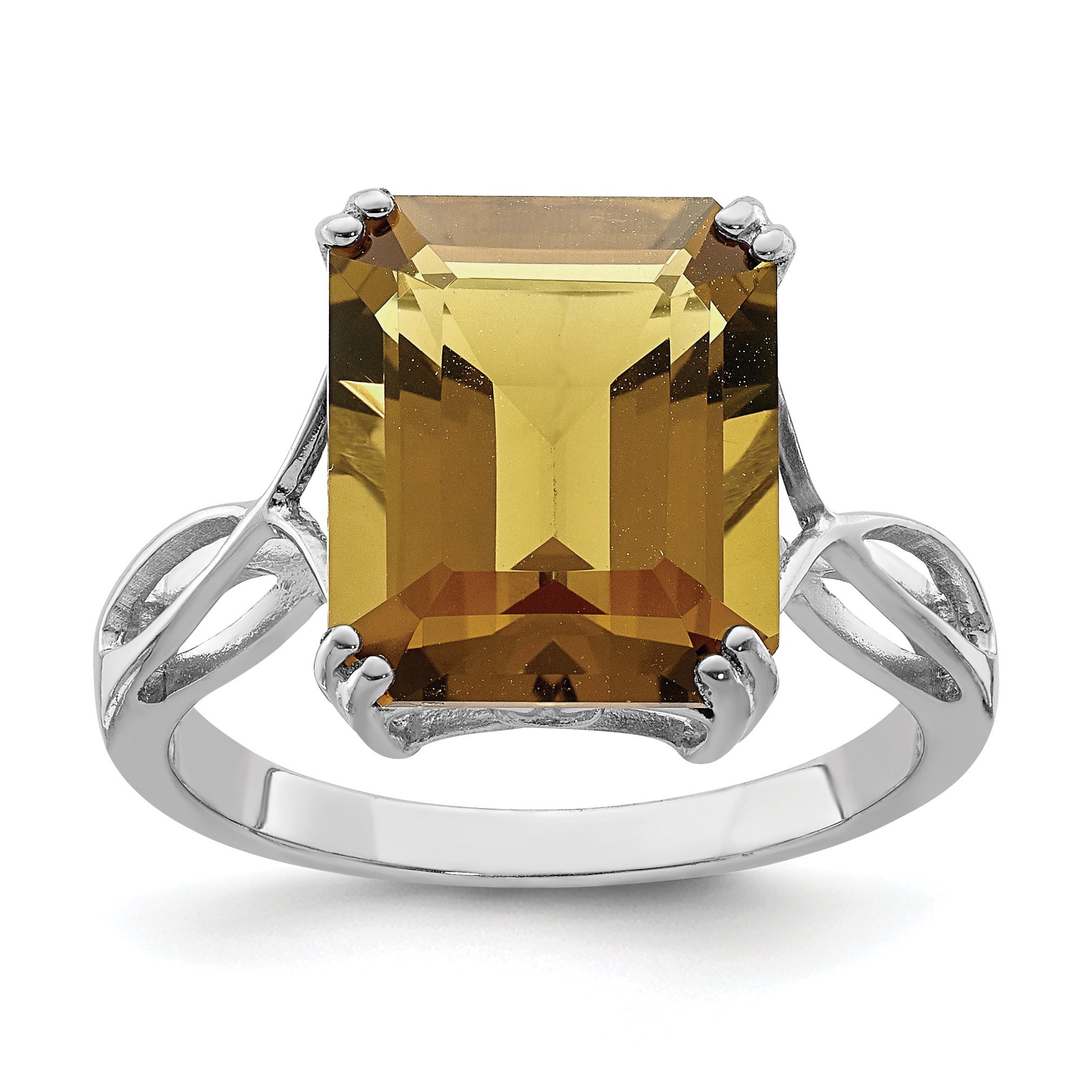 Sterling Silver Rhodium Whiskey Quartz Ring Main image