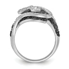 Sterling Silver Polished Black & White Diamond Swirl Ring