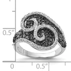 Sterling Silver Polished Black & White Diamond Swirl Ring