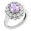 Sterling Silver RH-plated Diamond & Oval Checker-Cut Pink Quartz Ring