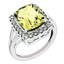 Sterling Silver Rhodium-plated Diamond & Checker-Cut Lemon Quartz Ring