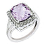 Sterling Silver Rhodium-plated Diamond & Checker-Cut Pink Quartz Ring