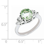 Sterling Silver Rhodium Diam. & Green Quartz Ring