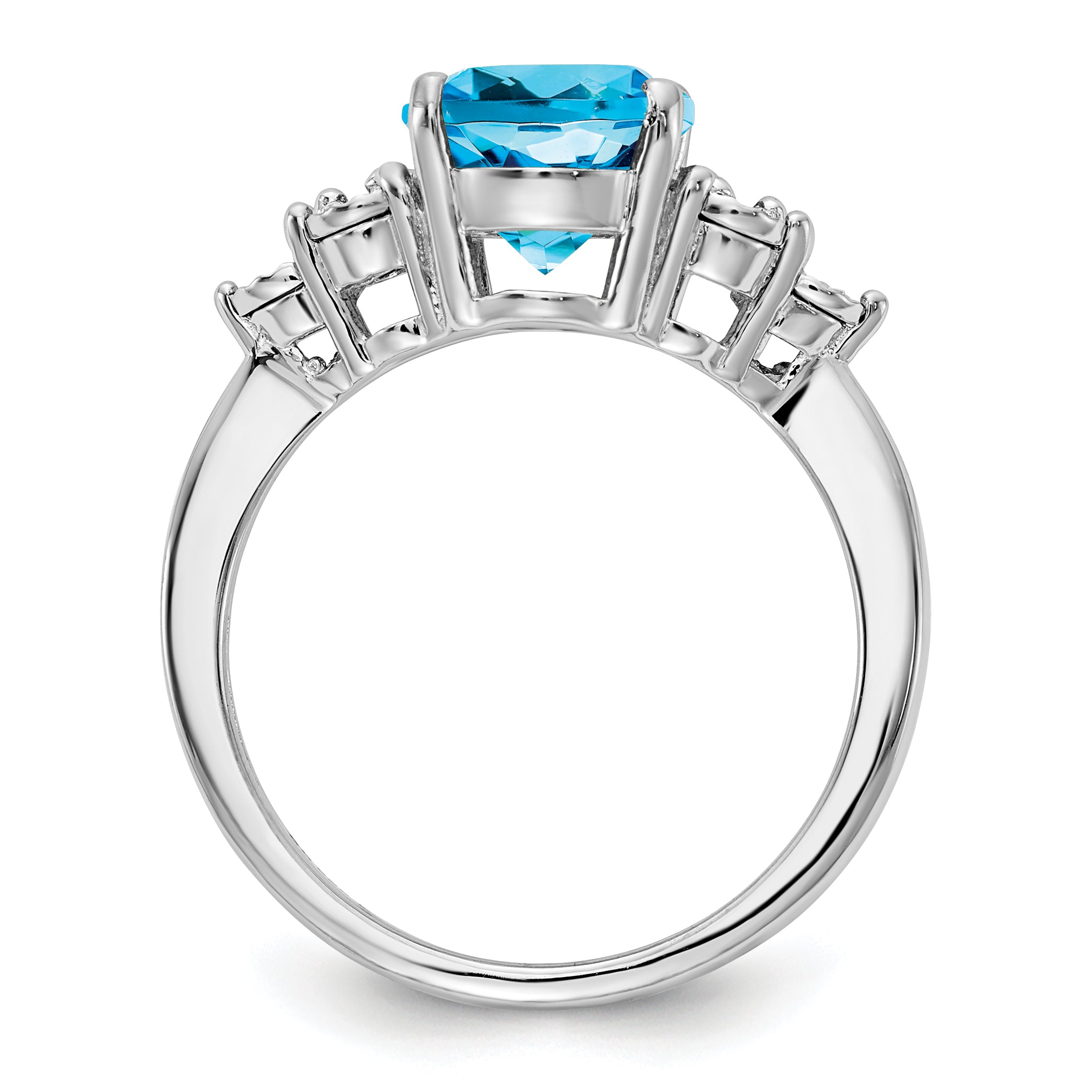 Sterling Silver Rhodium Diam. & Blue Topaz Ring
