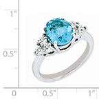 Sterling Silver Rhodium Diam. & Blue Topaz Ring