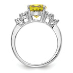 Sterling Silver Rhodium Diam. & Lemon Quartz Ring