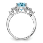 Sterling Silver Rhodium Diam. & Sky Blue Topaz Ring