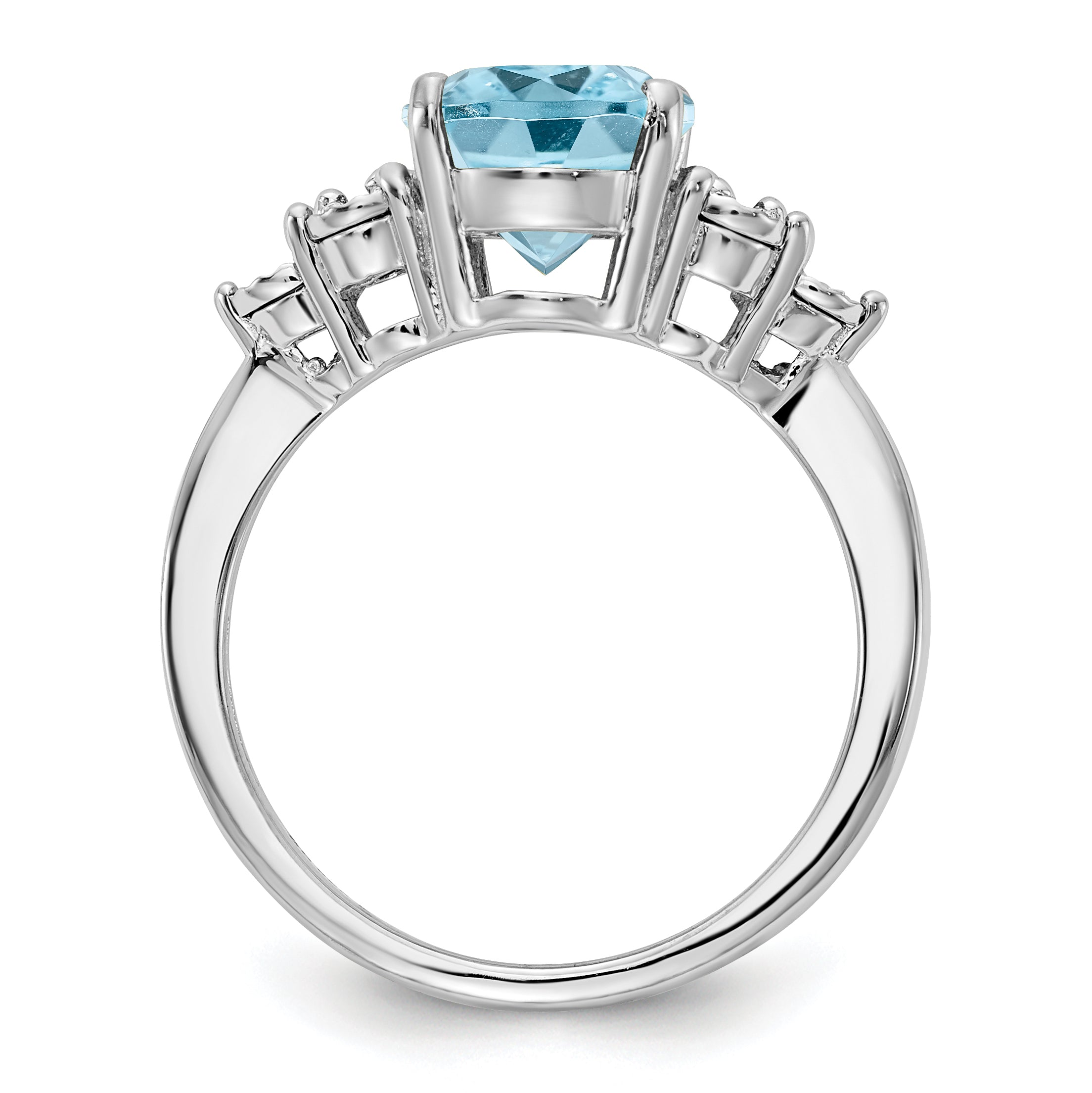 Sterling Silver Rhodium Diam. & Sky Blue Topaz Ring
