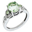 Sterling Silver Rhodium-plated Oval Diamond & Green Quartz Ring