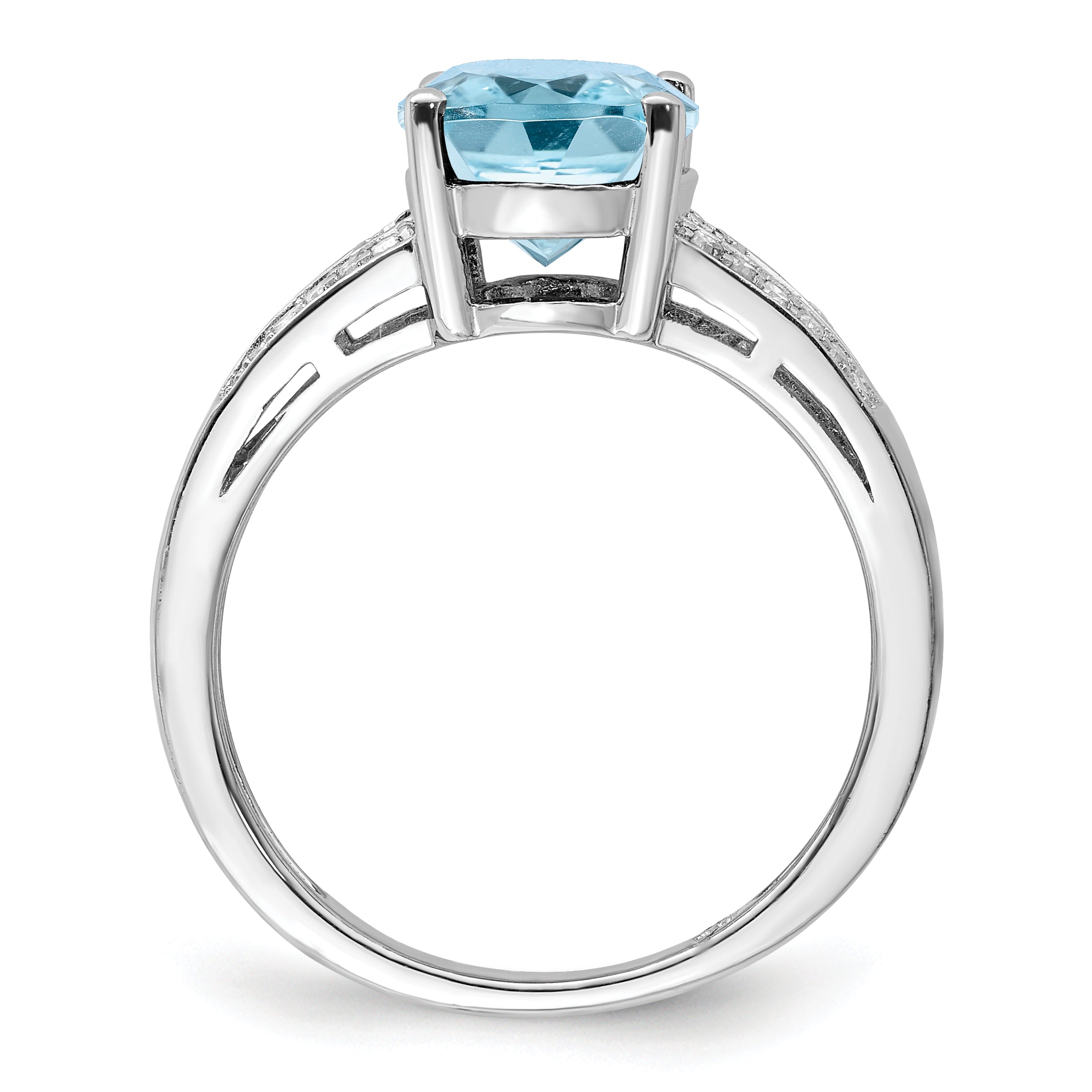 Sterling Silver Rhodium Diam. & Sky Blue Topaz Ring Secondary image