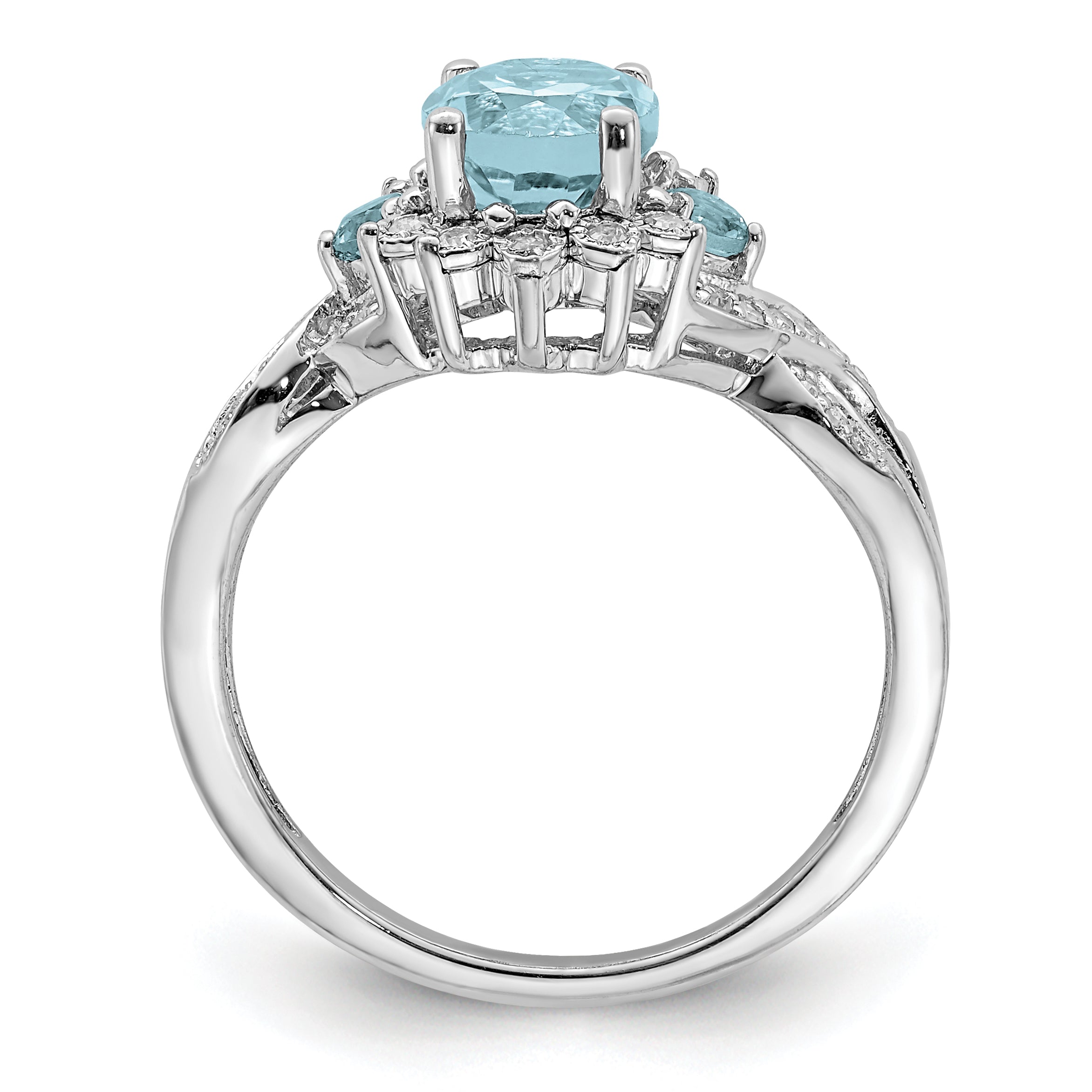 Sterling Silver Rhodium Diam. & Sky Blue Topaz Ring Secondary image