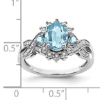Sterling Silver Rhodium Diam. & Sky Blue Topaz Ring
