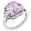 Sterling Silver Rhodium-plated Diamond & Checker-Cut Pink Quartz Ring