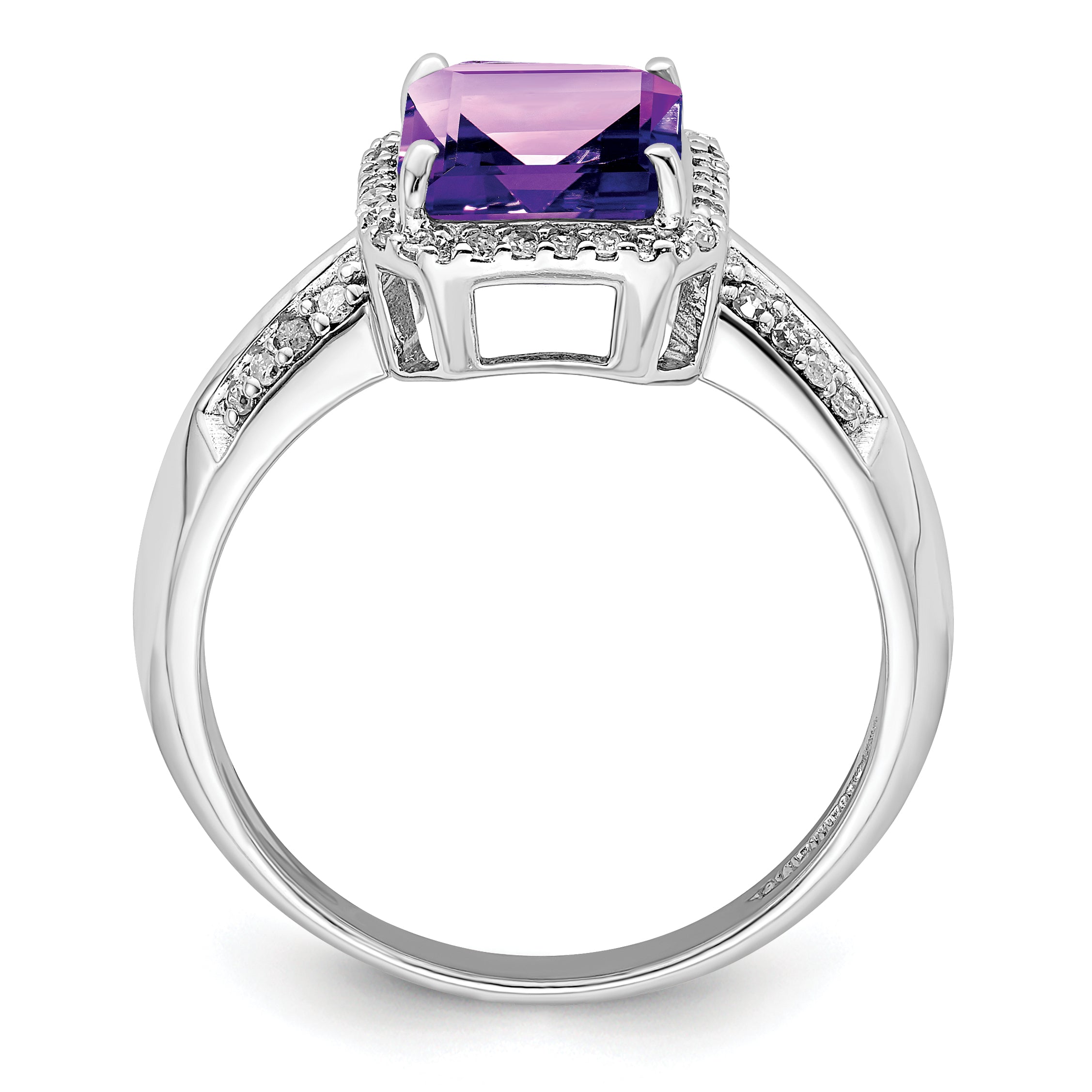 Sterling Silver Rhodium-plated Amethyst & Diamond Ring Secondary image