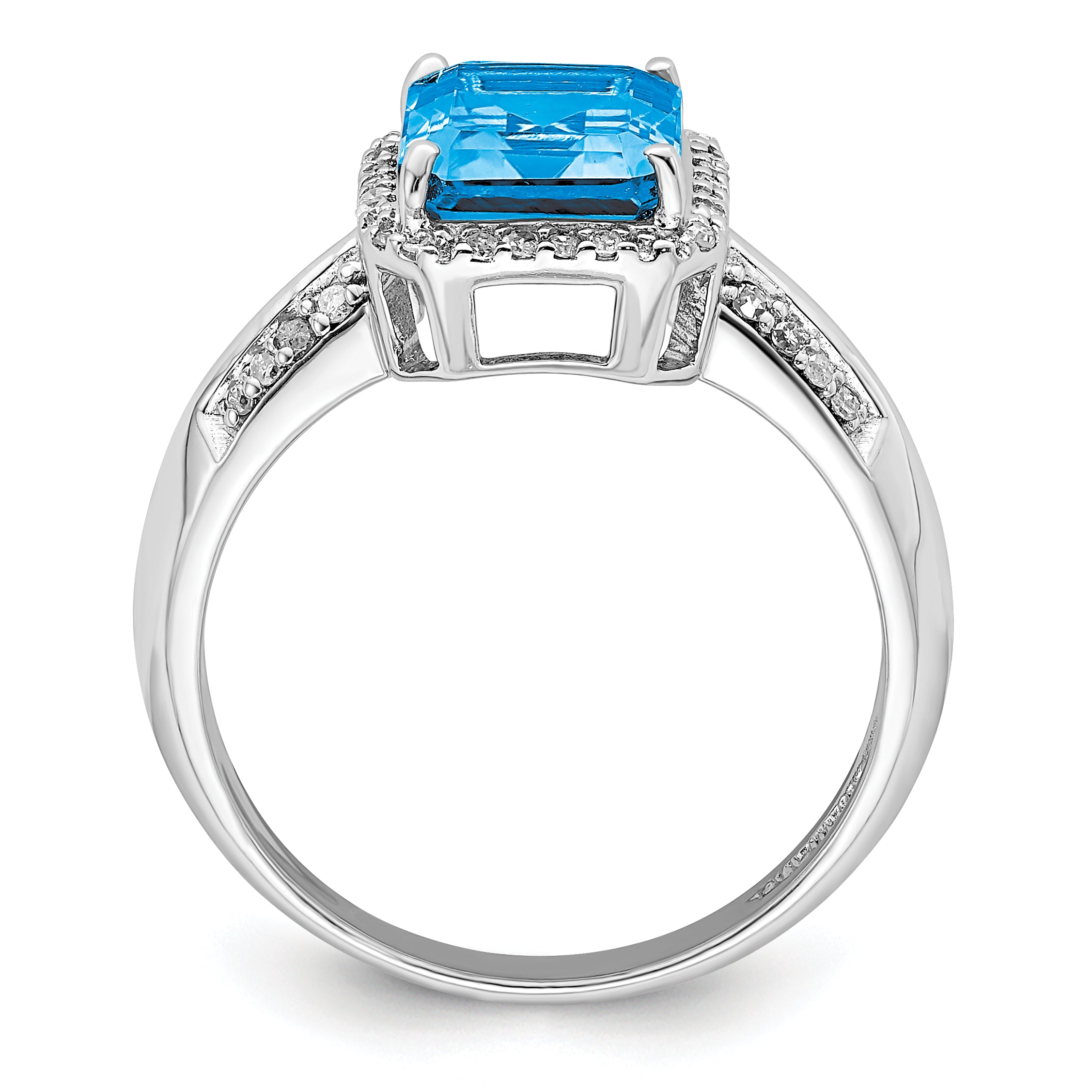 Sterling Silver Rhodium Blue Topaz & Diam. Ring Secondary image
