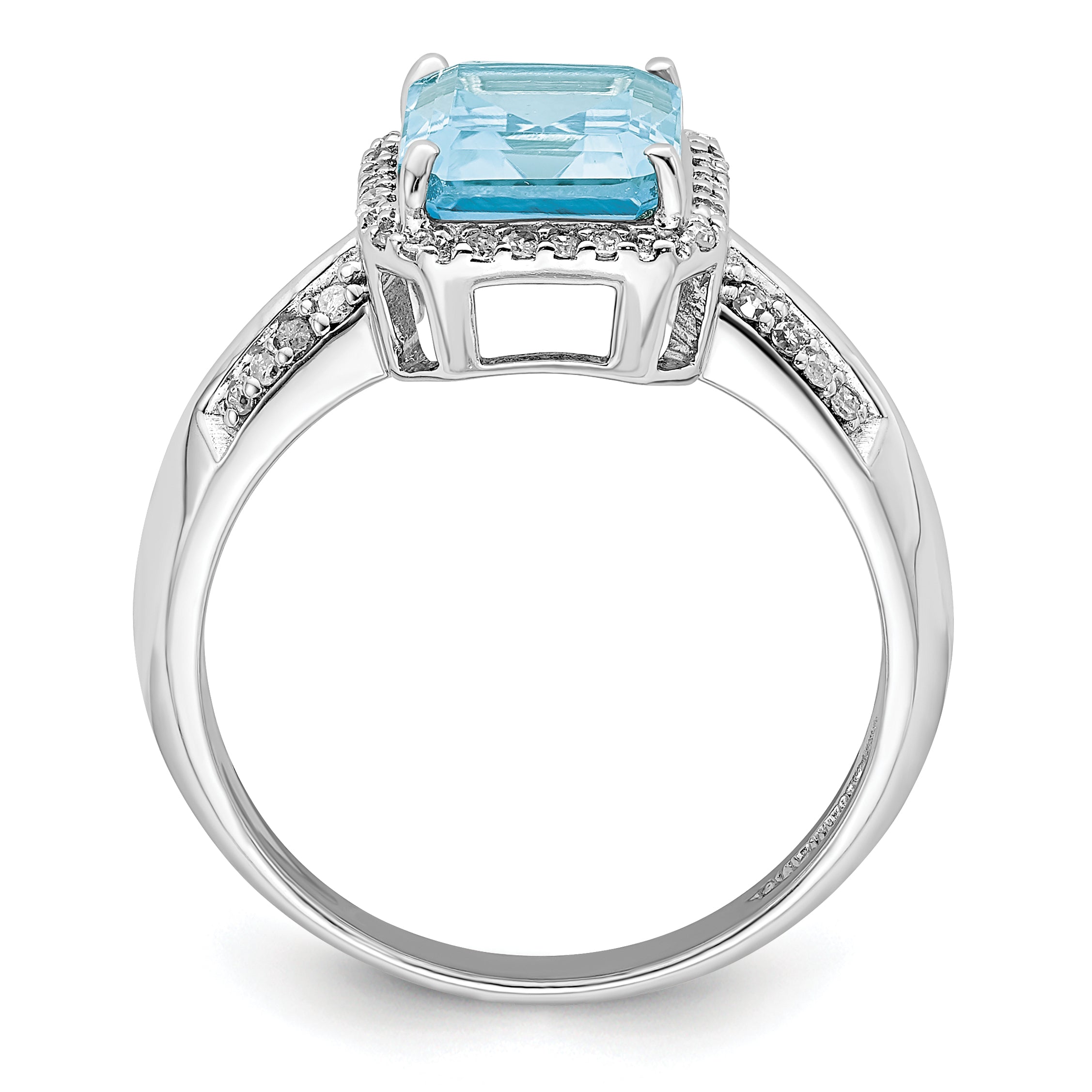 Sterling Silver Rhodium Diam. & Sky Blue Topaz Ring