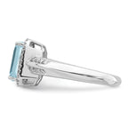 Sterling Silver Rhodium Diam. & Sky Blue Topaz Ring