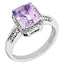 Sterling Silver Rhodium-Plated Diamond & Pink Quartz Ring