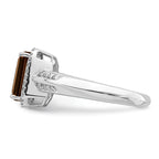 Sterling Silver Rhodium Diam. & Smoky Quartz Ring