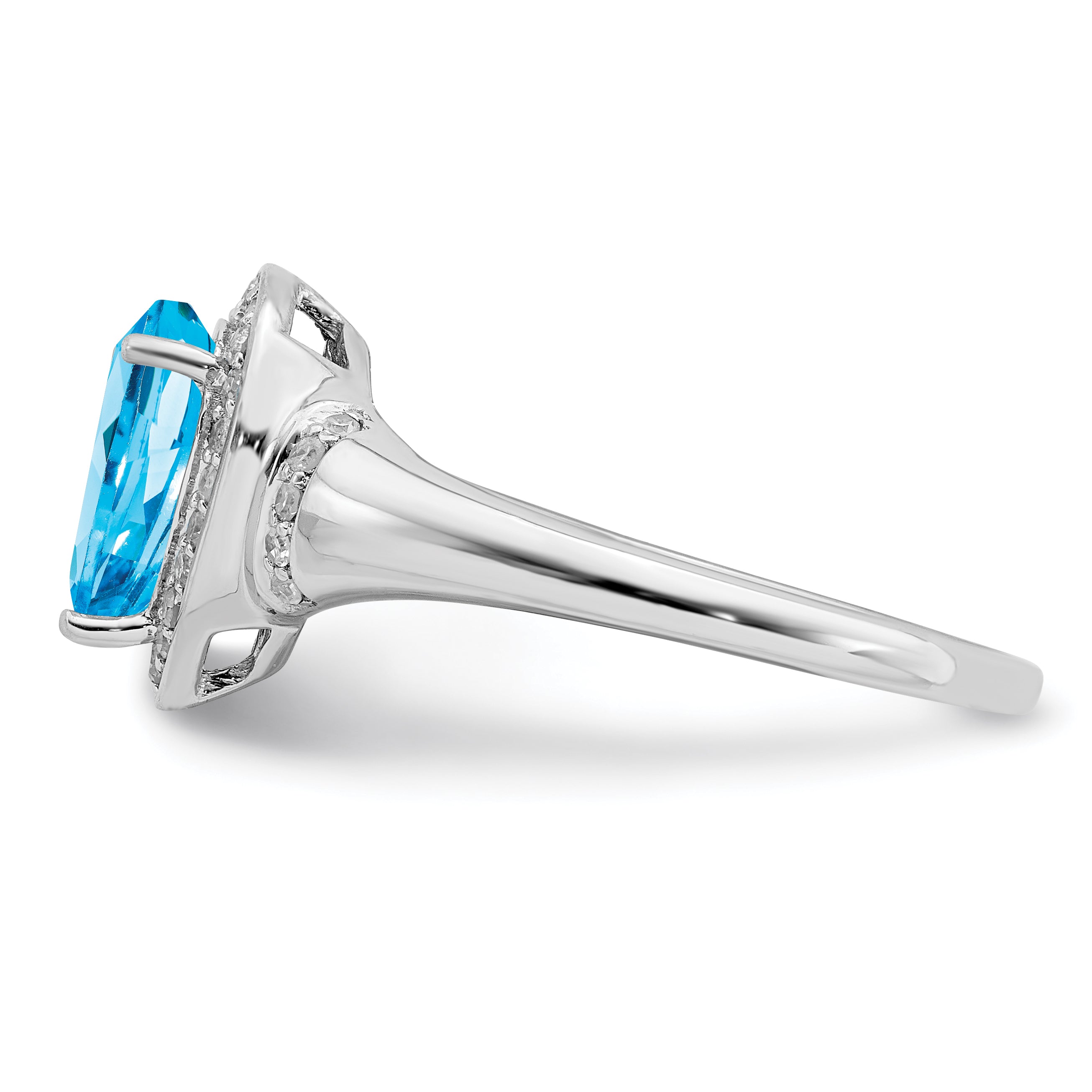 Sterling Silver Rhodium Blue Topaz & Diam. Ring