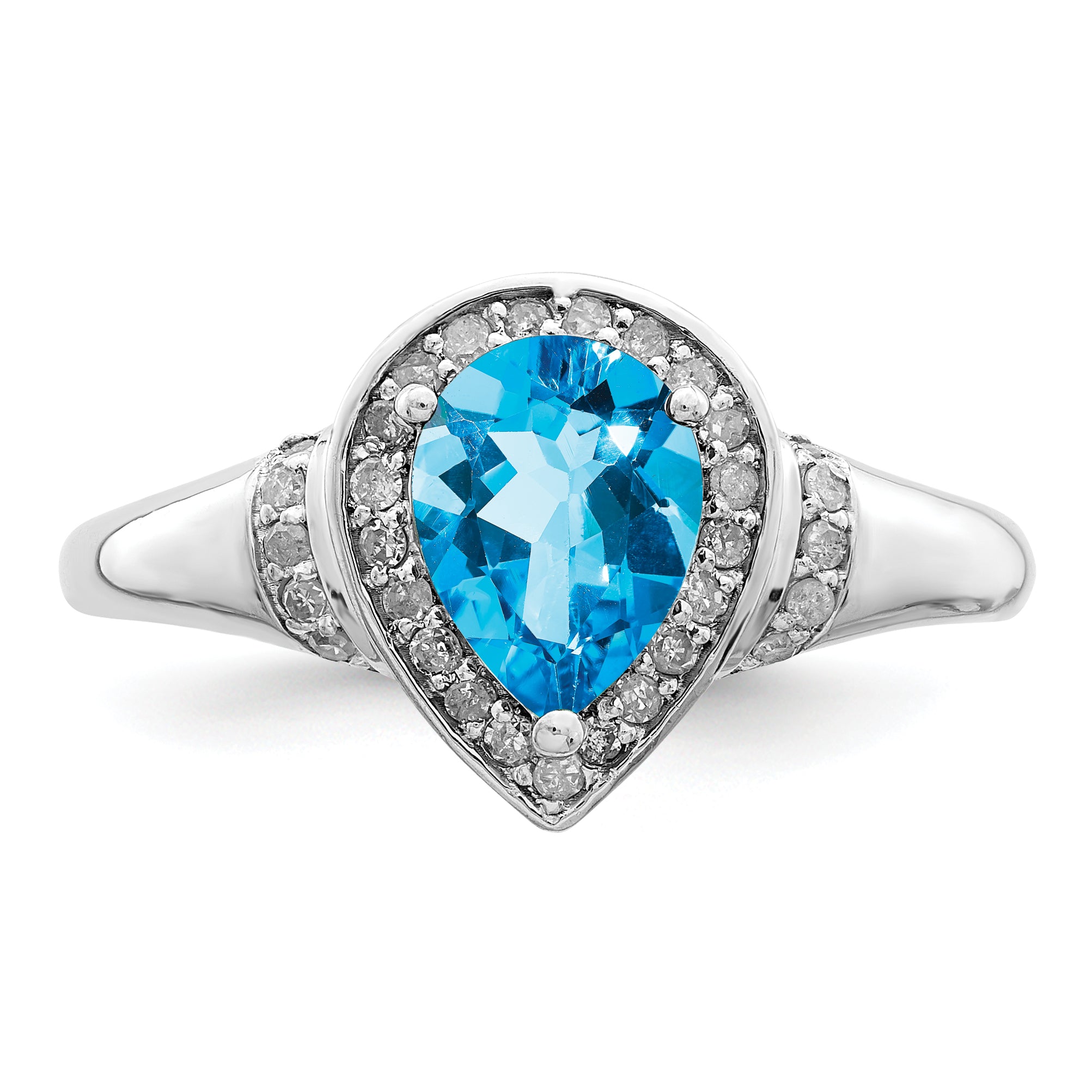 Sterling Silver Rhodium Blue Topaz & Diam. Ring