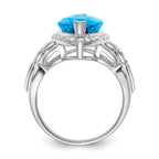 Sterling Silver Rhodium Blue Topaz & Diam. Ring