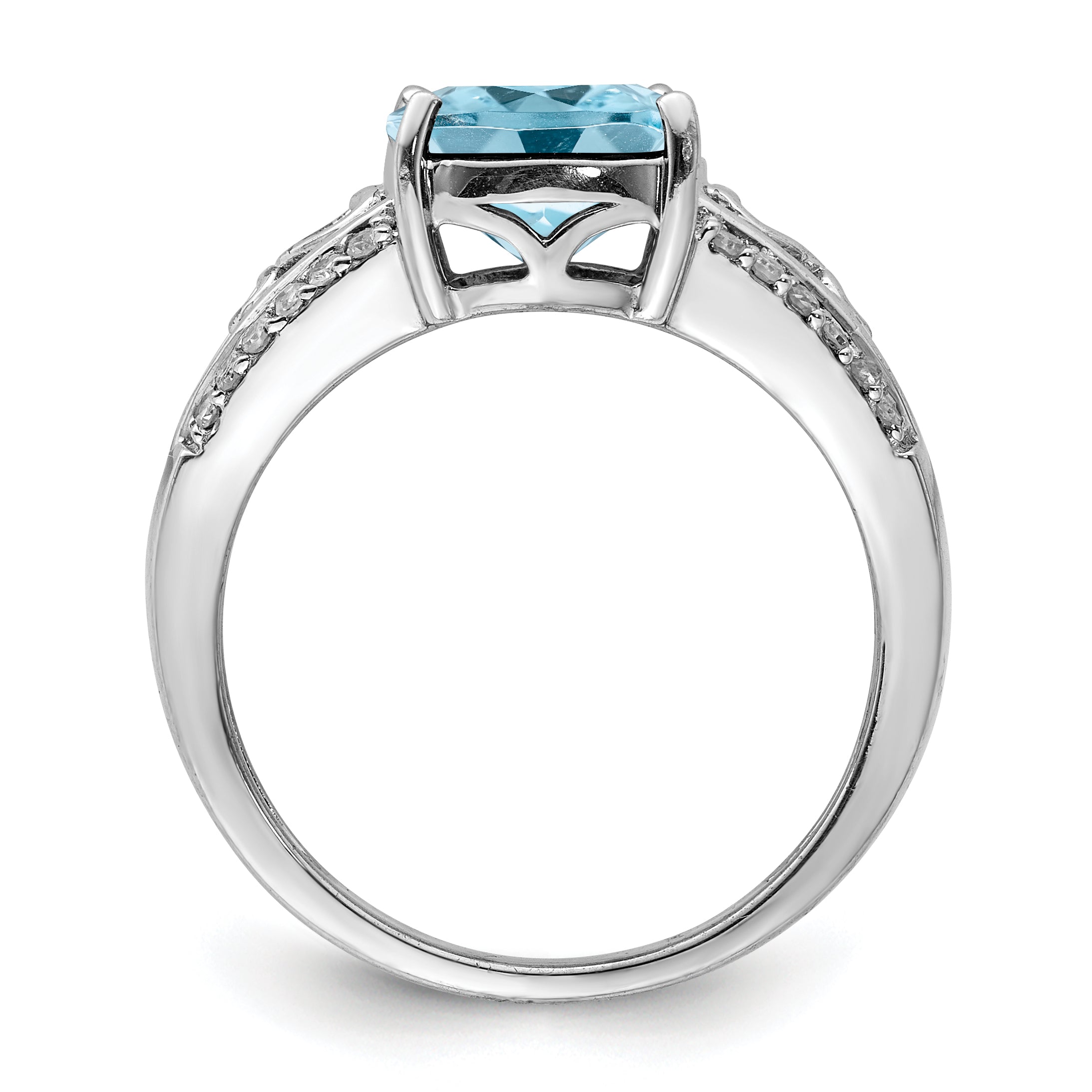 Sterling Silver Rhodium Diam. & Sky Blue Topaz Ring Secondary image